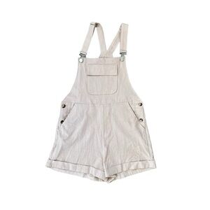 SHEIN Overalls Shorts Beige Cream Casual Cute Lightweight Pockets Solid EUC S